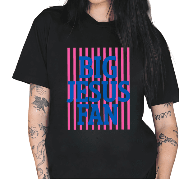 COZYMY Women's Retro Big Jesus Fan Letter Graphic Short Sleeve T-Shirt Religious Inspirational Daily Tees Tops