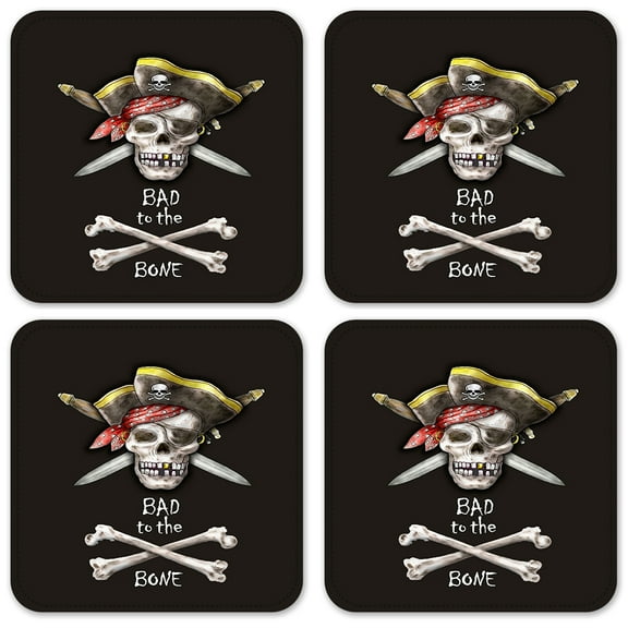 Vinyl Drink Coasters - Set of 4 - Bad to the Bone