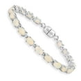 thumbnail image 3 of Genuine Opal Tennis Bracelet in Sterling Silver 4.80 Carat October Birthstone Gifts For Women, 3 of 8