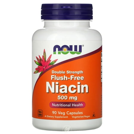 (3 Pack) Now Foods Flush Free Niacin Double Strength 640mg, 90 vcaps