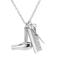 thumbnail image 1 of Alloy Necklace Sweater Chain With Hair Dryer Scissors Comb Pendant Great Gift, 1 of 6