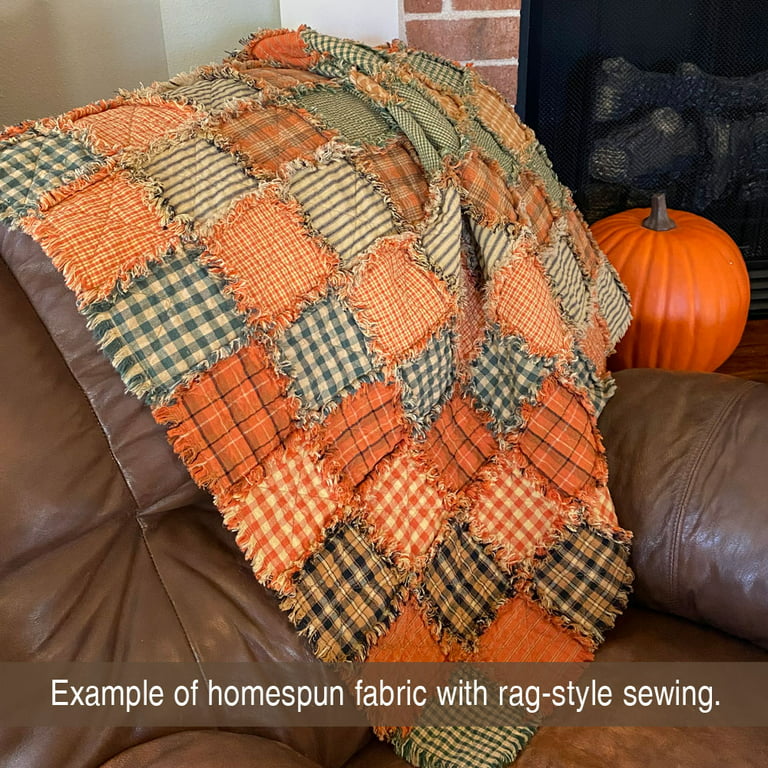 Autumn Brown Plaid Homespun Cotton Fabric - Jubilee Fabric