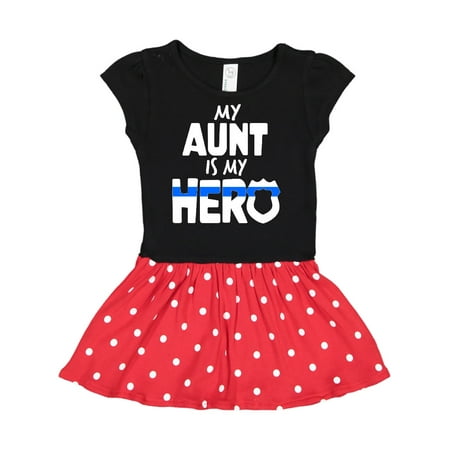 

Inktastic My Aunt is my Hero Police Officer Family Gift Toddler Girl Dress