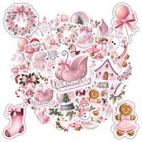 35pcs Pink Stickers Stationery Stickers Cute Winter Teacher Reward Stickers Christmas Funny Stickers for Laptops Notebooks Suitcases