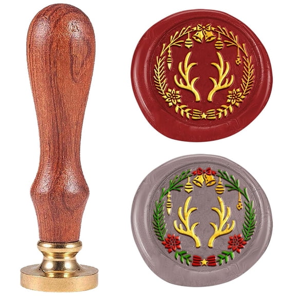 1" Wreaths Wax Seal Stamp Retro Sealing Stamps Removable Brass Head with Wooden Handle Seal Stamp Sealing Wax for Birthday Wedding Envelope Greeting Card Letter Invitations Gift Wrapping Gold
