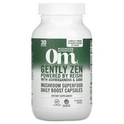 Om Mushrooms, Gently Zen, Powered by Reishi with Ashwagandha & GABA, 90 Vegetable Capsules Pack of 4