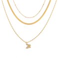 thumbnail image 1 of Retro Zircon Butterfly Pendant Clavicle Chain Snake Bone Chain Stacked Three-Layer Necklace, 1 of 6