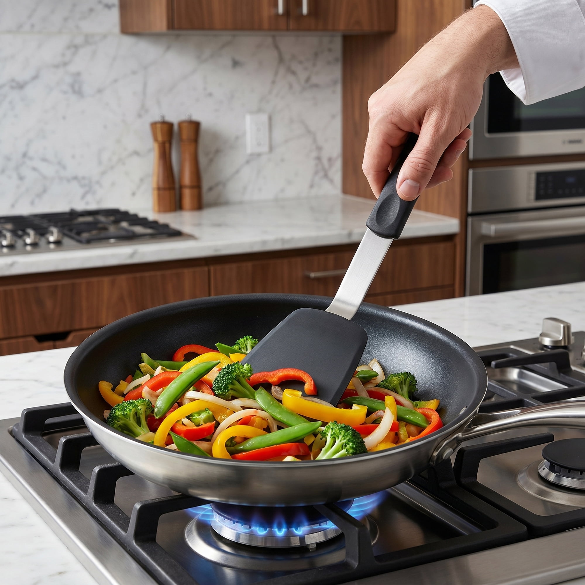 Unique Bargains Kitchen Utensils Set with Heat-Resistant Spatula Tools Black 12x3.1 inch