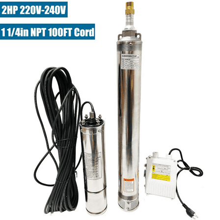 iMeshbean 4" 2HP Deep Well Submersible Pump 220V 35 GPM 400FT Max 100FT Cord w/Control box