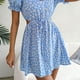 thumbnail image 4 of Vestido Estampado Vestido estampado para mujer Cuello redondo Ahuecado Vestido con cordones Tela diaria (Azul XL) Cgtredaw para Mujer Azul T M, 4 of 7