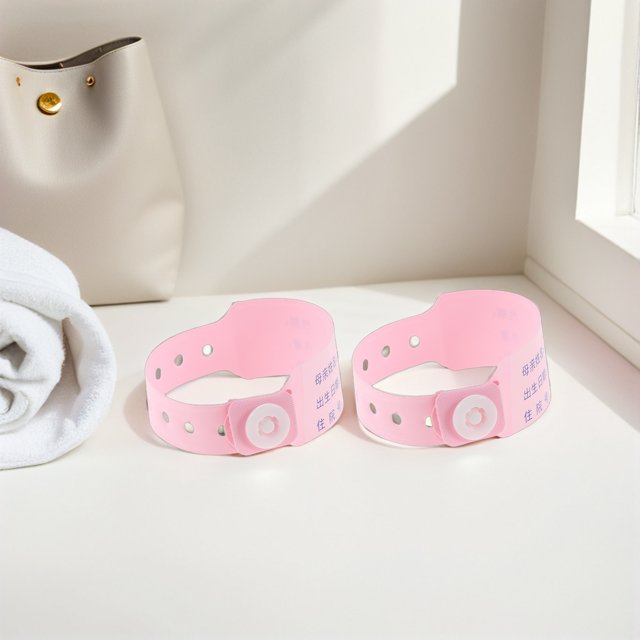Nestingho 100Ud Brazaletes De Identificación Infantil Ajustables Con Espacio Para Datos Médicos En PVC Rosa