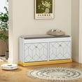 thumbnail image 5 of CBJCBJ 39"W Multifunction Suitable Shoe Bench with Soft Cushion and 2 Drawers for Entryway, White, 5 of 8