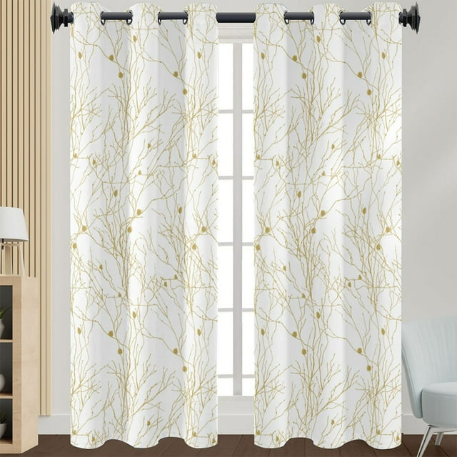 Innerwin Curtain Floral Window Drape Blackout Eyelet Top Panel Grommet Modern Home Decor Light Filtering Style 10 W:43"xH:85"