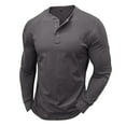 thumbnail image 1 of Blusas y camisas de manga larga y cuello redondo para hombre, blusa básica de color liso con cuello redondo y mangas largas., 1 of 6