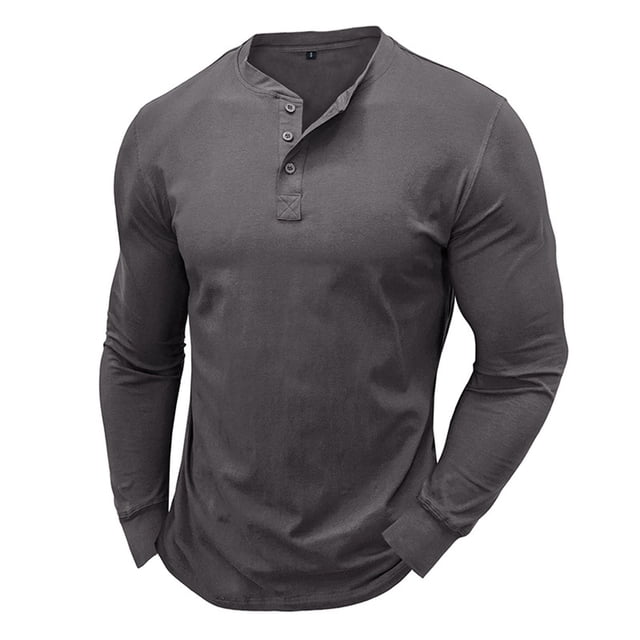 Blusas y camisas de manga larga y cuello redondo para hombre, blusa básica de color liso con cuello redondo y mangas largas.