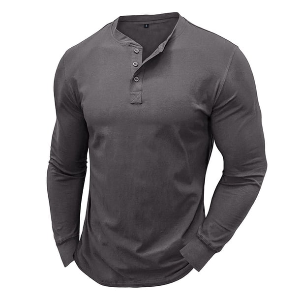 Blusas y camisas de manga larga y cuello redondo para hombre, blusa básica de color liso con cuello redondo y mangas largas.