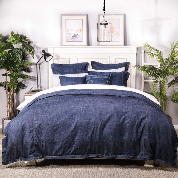 Elegant Life Taie d'Oreiller Lavée en Coton 100 % pour la Maison, Denim Doux, Taie d'Oreiller Standard 20 Pieds' X 26 Pieds' (1 Pce Bleu Foncé)