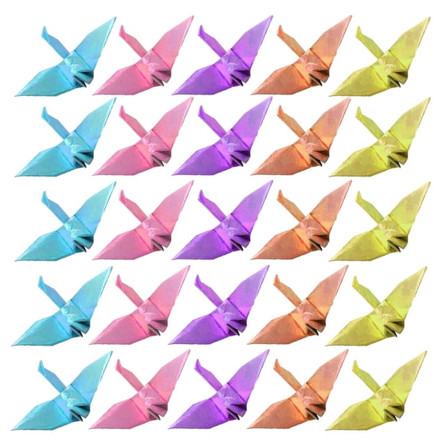 BESTYASH 50Pcs Handmade Origami Crane Art Multicolor Paper Decor for Valentine Wedding and Festive Use