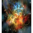thumbnail image 3 of Outer Space Duvet Cover Set, Cartoon Nebula Gas Expanse Outer Space Universe Matters in Astral Zone, Decorative 3 Piece Bedding Set with 2 Pillow Shams, King Size, Navy Orange Teal, by Ambesonne, 3 of 3