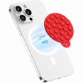 thumbnail image 1 of wonima44 Magnetic Suction Cup Phone Mount for MagSafe Case, Silicone Hands-Free Phone Grip Holder for iPhone and Android, Mirror Shower Phone Stand for Makeup FaceTime Gym Kitchen Bathroom, Red, 1 of 1