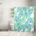 thumbnail image 4 of Cortina de ducha impermeable con patrón de hojas verdes, accesorio de cortina de baño de poliéster, 180x180cm, 4 of 13