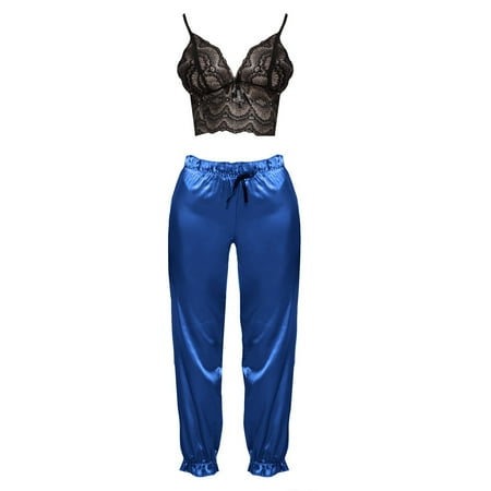 

Lirclo Women Lingerie Sexy Play Sleepwear Naughty Bodysuit Teddy Mini Babydoll Deep V Lace Blouses Shirts Blue XL