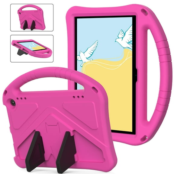 ELEHOLD Rugged Case for Walmart Onn 10.1 inch Tablet Case (2024 Model 100135925) Kids Friendly EVA Full Body Protective with Kickstand Handle Grip Shockproof Anti-Scratch Case, Rose