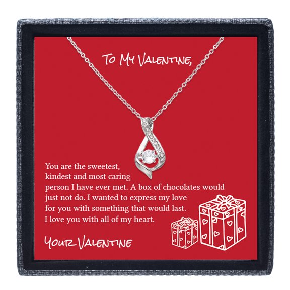 Awkward Styles Message Card Jewelry Necklace Valentine Gifts for Girlfriend Wife To My Valentine Necklace Gifts for Her Fiancee Birthday Anniversary