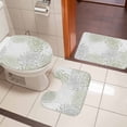 thumbnail image 4 of Sage Green White Bath Mat 3 Piece Bathroom Rug Set, Abstract Grey Chrysanthemum Flower Non Slip Bath Rug Contour Mat and Toilet Lid Cover, Absorbent Shower Mats Soft Bath Rugs and Mats Sets, 4 of 8