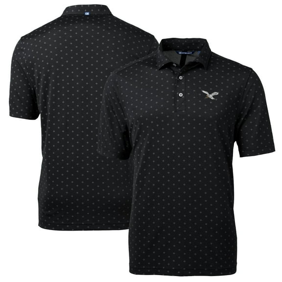 Men's Cutter & Buck Black Philadelphia Eagles Virtue Eco Pique Tile Print Recycled Polo