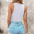 thumbnail image 4 of Women Built-in Bra Tank Tops Sleeveless Casual Shirts Racerback Ribbed Fitted Tank Tops,White S, 4 of 7