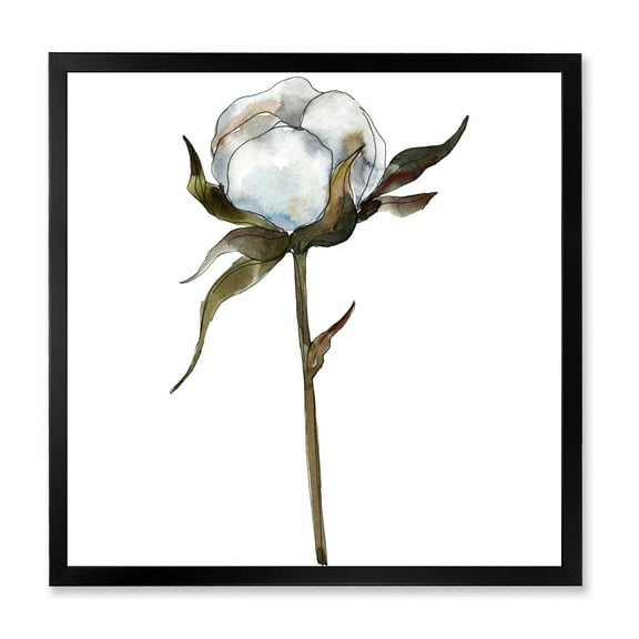 Designart 'Cotton Flower Retro Style' Traditional Framed Art Print