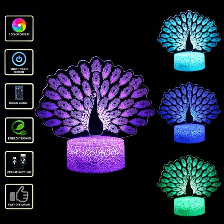 

Mittory LED 3D Illuminated Lamp Optical Illusion Desk Night Light With 7 Color Changing