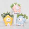 thumbnail image 2 of Cute Cartoon Animal Cat Shaped Ceramic Succulent Cactus Flower Plant Pots with Bamboo Tray (Plant Not Included), 2 of 4