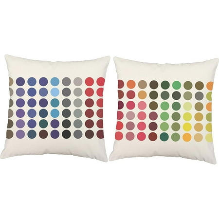 Set Of 2 Color Block Circles Throw Pillows 14x14 Square White