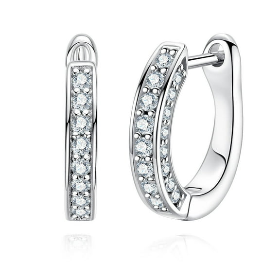 AnuClub Moissanite Hoop Earrings 0.56 Carat Round Cut S925 Silver Hoop Earrings With Certificate