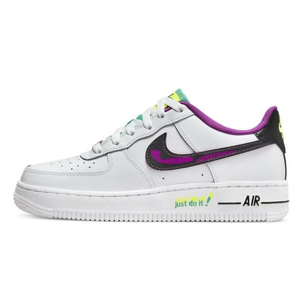 Little Kid's Nike Air Force 1 LV8 White/Black/Vivid Purple (DX3942 100) - 13