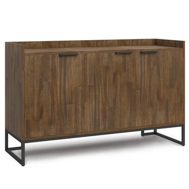 Simpli Home Milverton SOLID ACACIA WOOD and Metal 54 inch x 18 inch Rectangle Modern Industrial Sideboard Buffet in Rustic Natural Aged Brown