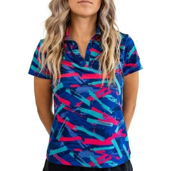 Yatta Golf Womens Standout Performance Short Sleeve Golf Polo Shirt (8-track, Large)