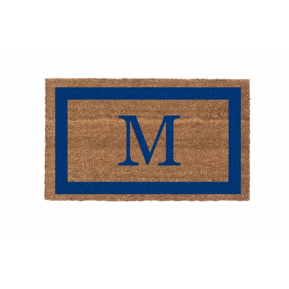 CocoMatsNMore Monogram (C) Vinyl Backed Blue Single Border Doormats 38" x 60"