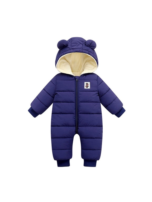 Baby Boys' Outerwear Jackets Newborn Infant Baby Boys Girls Hooded Thick Snowsuit Romper Coat Outwear Jacket New Fall Jackets Winter Outerwear Blue 80