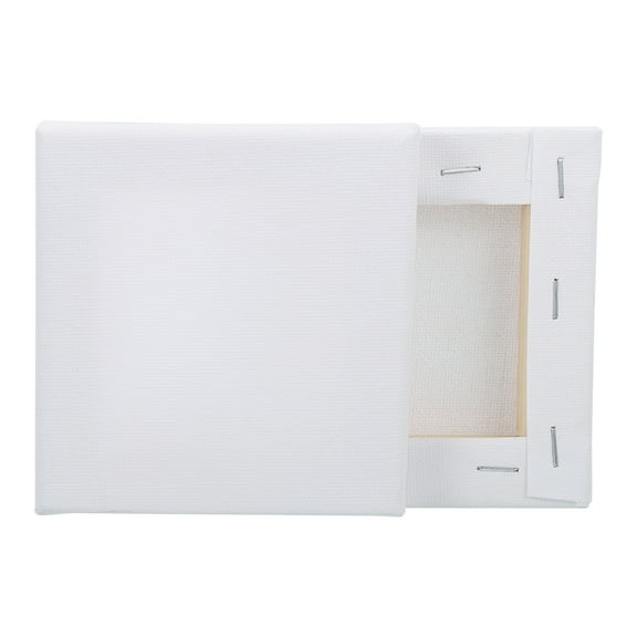 Uxcell 2 Pcs Stretched Canvas, 4x4" Artist Boards 9/13" Profile Cotton Panels,White