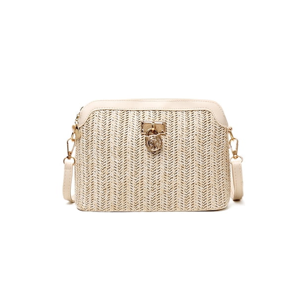 Bolso de hombro tipo bandolera Sonducket de paja tejido de punto caqui