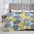 thumbnail image 6 of Blue Yellow Navy Chrysanthemum Flowers Fleece Throw Blanket Ultra Soft Cozy Decorative Flannel Blanket All Season for Home Bed Couch Chair Travel 80x60in, 6 of 6