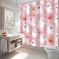 thumbnail image 6 of Halloween Shower Curtain for Bathroom, Pink Cute Abstract Spooky Pumpkin Shower Curtain for Bathroom Halloween Festival Decorations Home Bath Bathtub Waterproof Fabric with 12 Hooks 72x72 in, 6 of 6