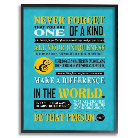 Stupell Industries One Of A Kind Inspirational Yellow Blue Design Framed Wall Art by Ester Kay