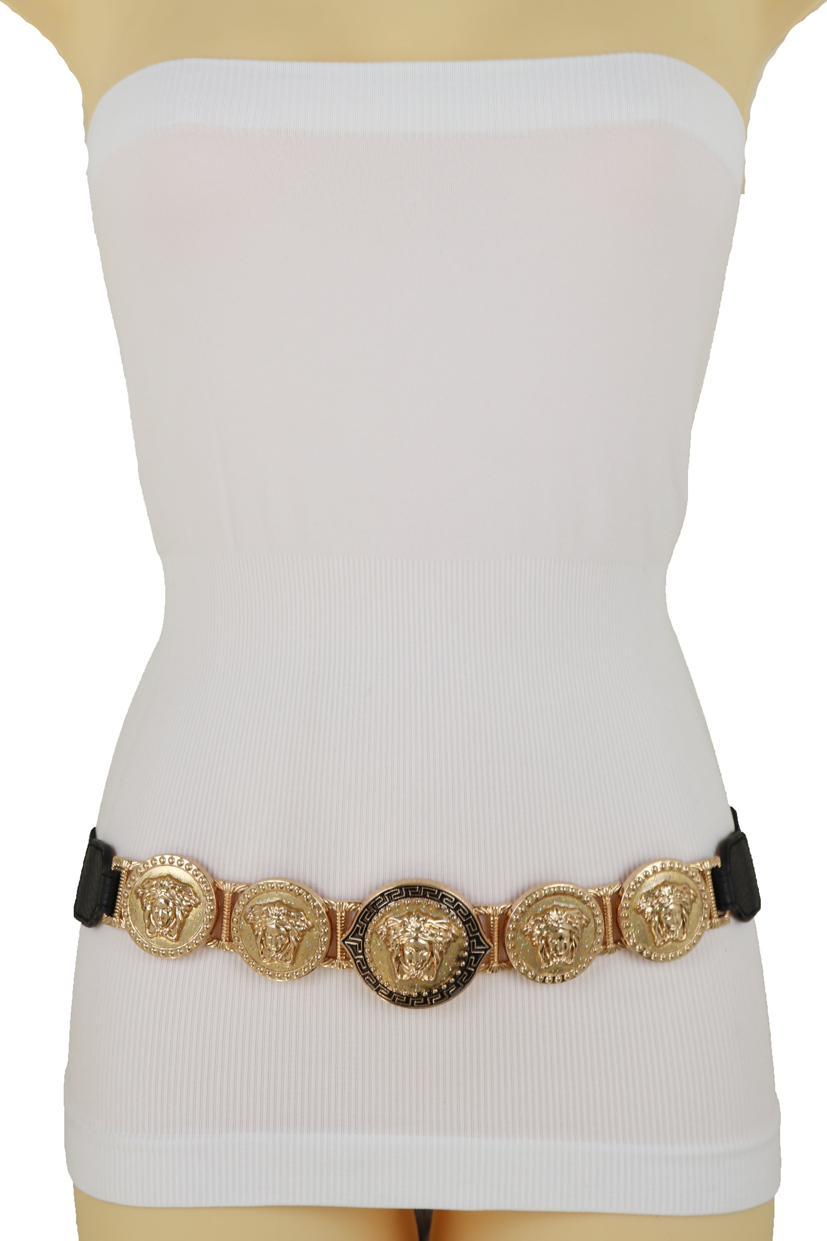 Women Gold Metal Chain Fashion Belt Infinity Charm Buckle Hip Waist Plus M L XL 