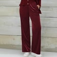 thumbnail image 2 of Women's Casual Pants Comfortable Velvet Trousers Straight Leg for Daily Wear Fashion Outfit for Fall and Winter Pants for Relax Fit,Color:Red,Size:XXL, 2 of 6