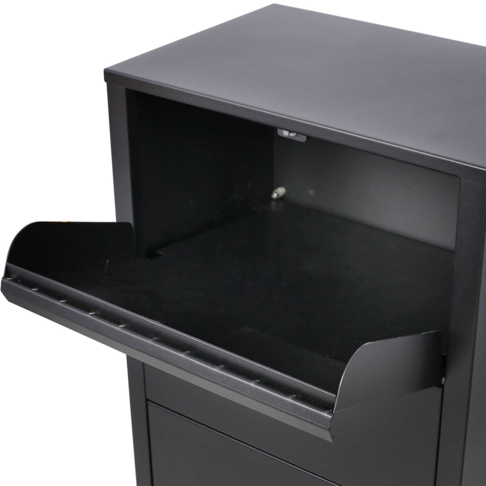 BARONAGE 10.5" x 15.5" x 41.30" Large Package Delivery Parcel Mail Drop Box for Black, Galvanized Steel Parcel Drop Box with Lockable Storage Compartment