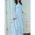 thumbnail image 6 of Women'S Bodycon Dresses Elegant Bell Sleeve Ruffle Hem Cocktail Party Long Dress Blue XL, 6 of 9